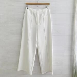 NWT Cider - Ivory white crease pleat high rise trouser pants, M